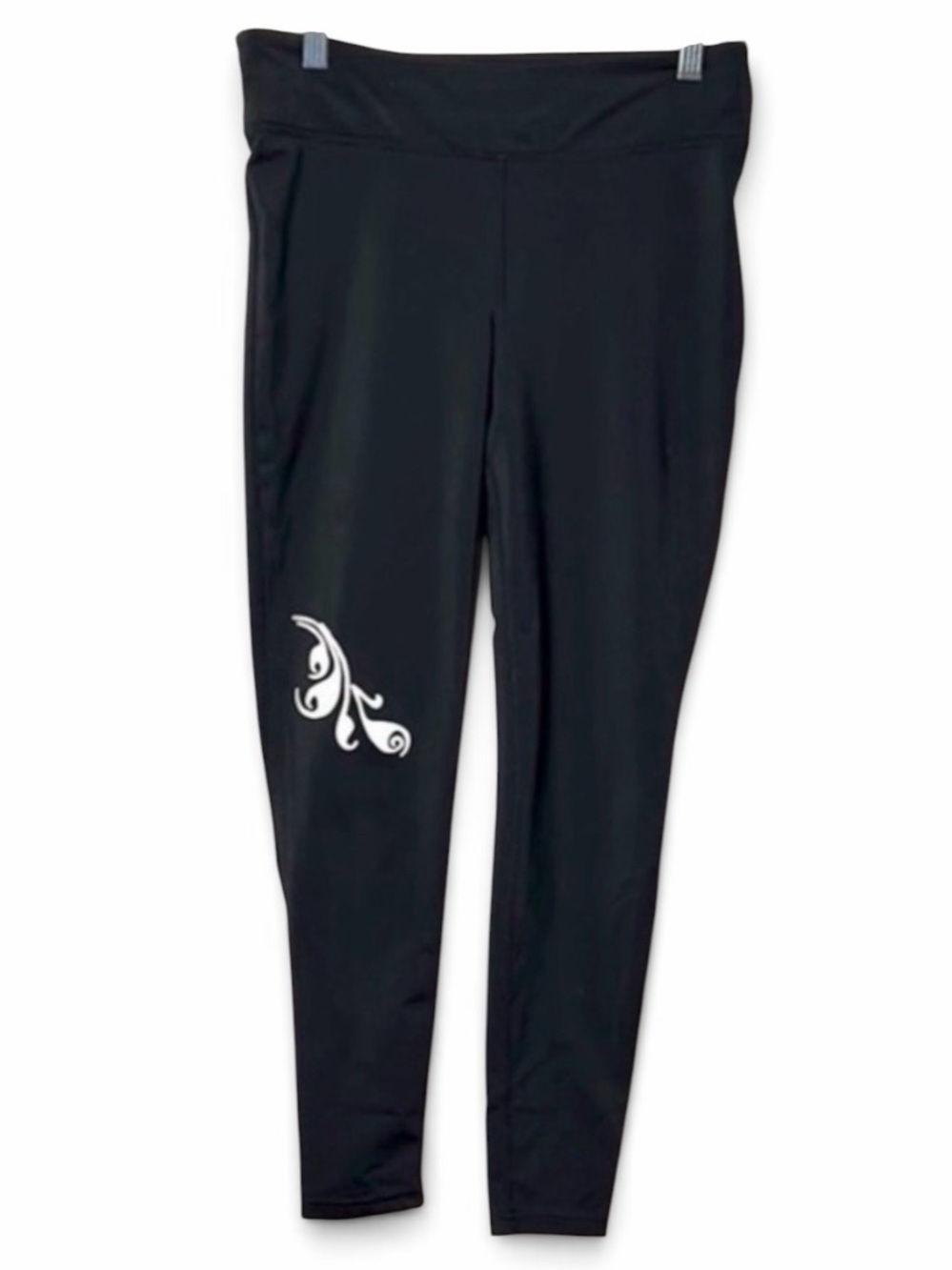 Athleta Black 7/8 Leggings with White Design Size Medium